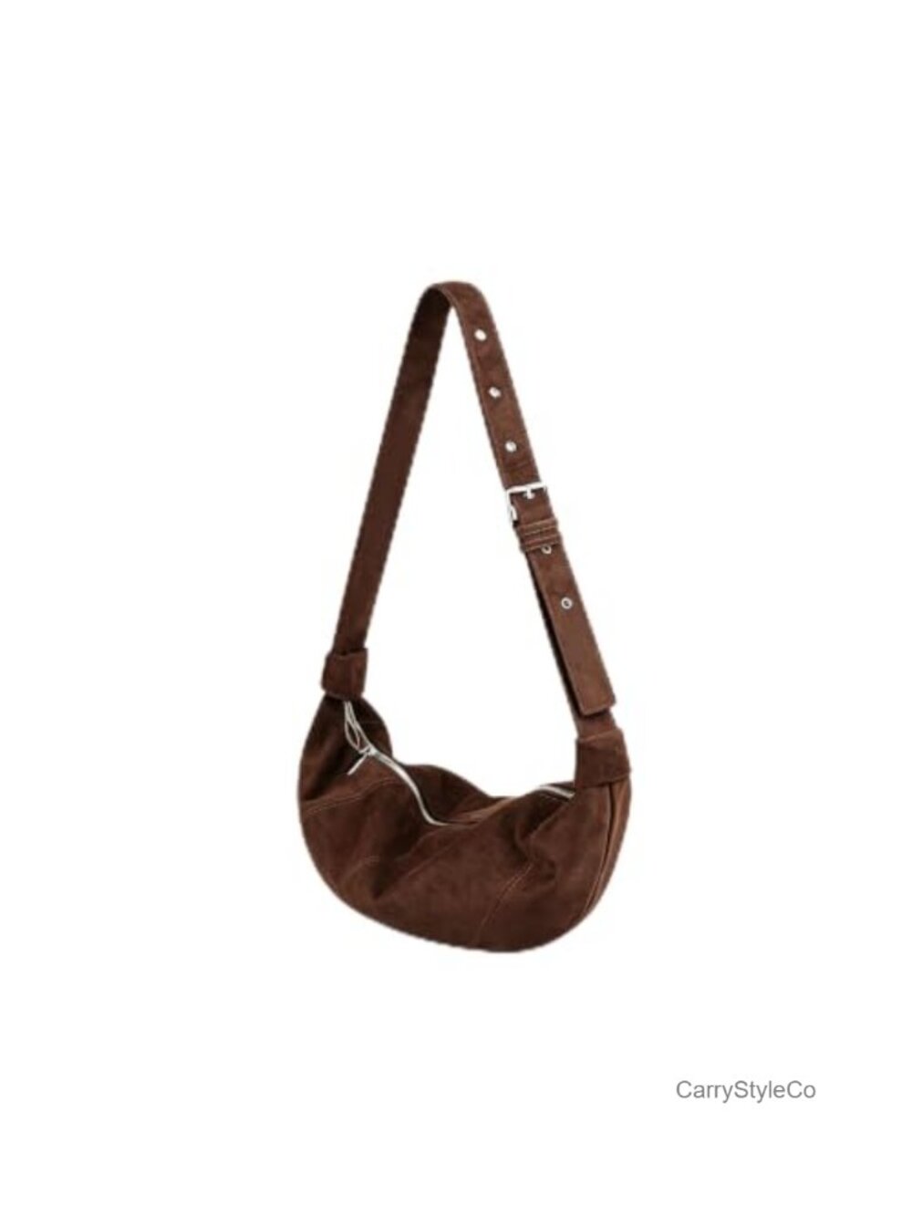 Faux Suede Crossbody Shoulder Bag Slouchy Vintage Handbag